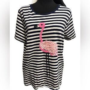 J. Crew Colletive Top Flamingo Navy and White Striped Tee XL